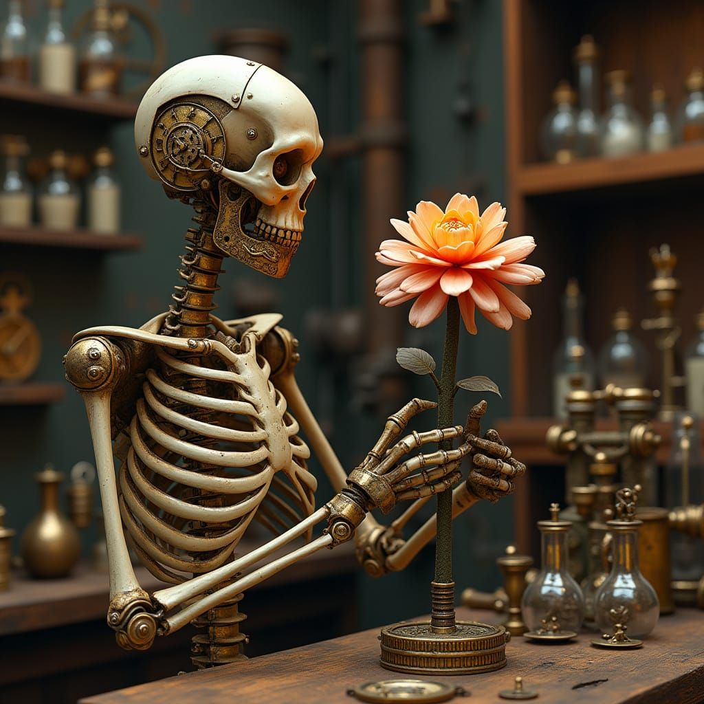 Steampunk Automaton Creates Elegant Clockwork Flower in Gran...