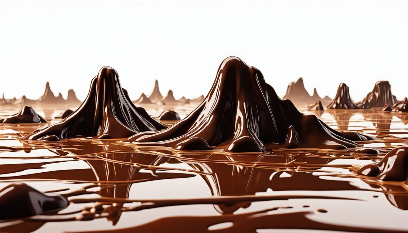 Chocolate Shapes Melting into Pixels: Digital Art