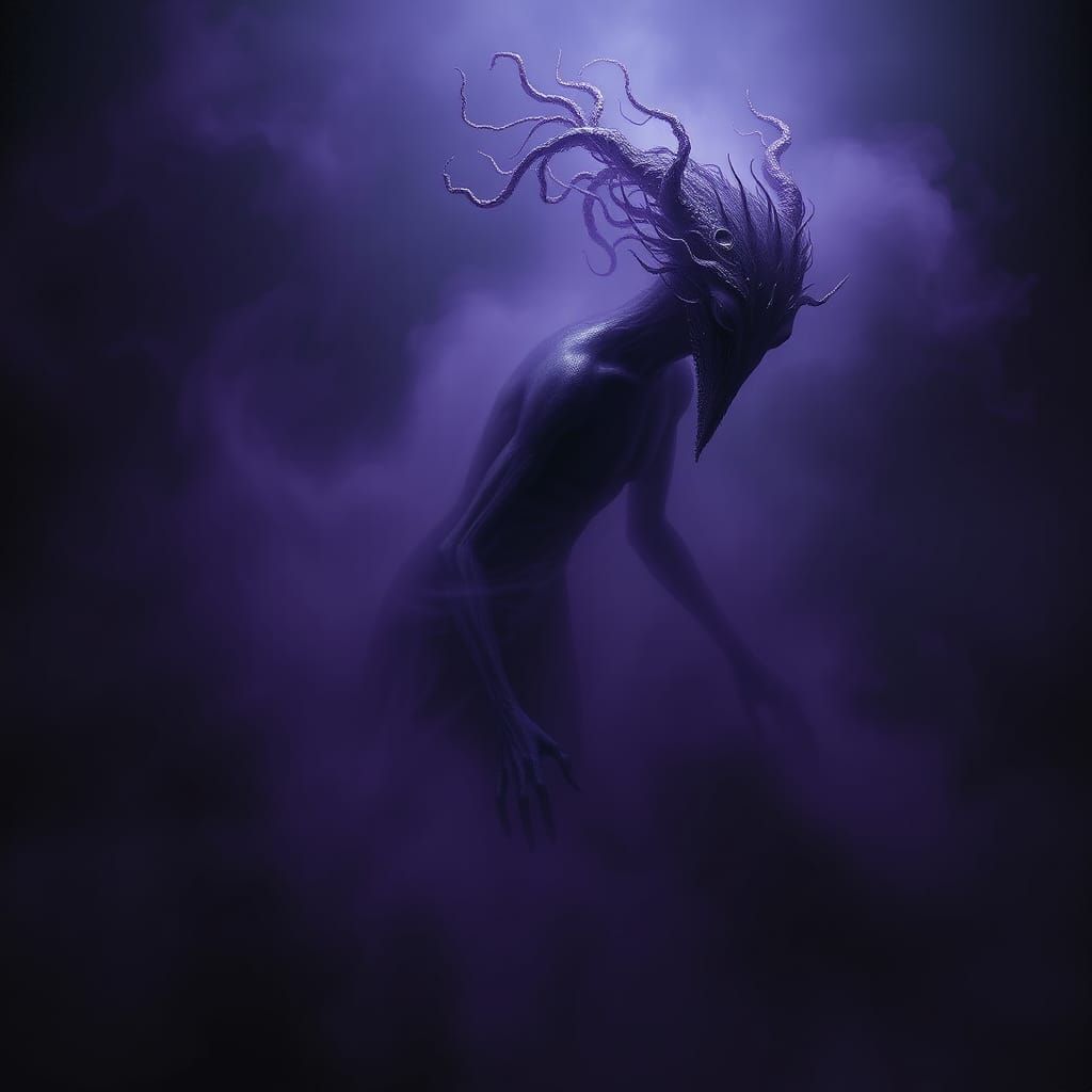Ethereal Purple Creature in Dark Surrealism Style