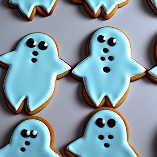 3D Render of Ghost-Shaped Halloween Cookies
