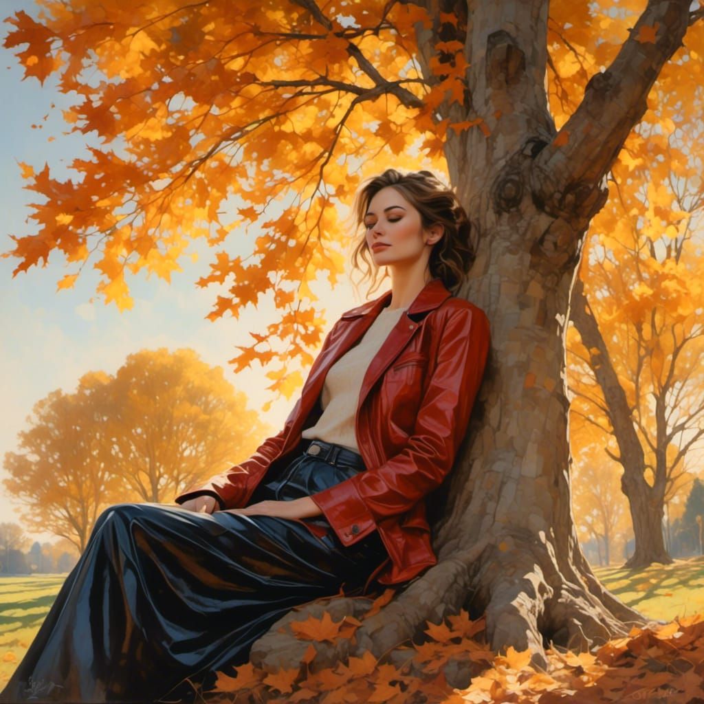 Woman in Dappled Sunlight: Autumn Portrait