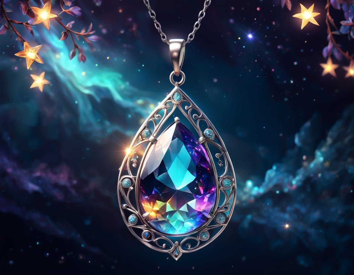 Celestial Teardrop Pendant Radiates Soft Glow in Enchanting ...