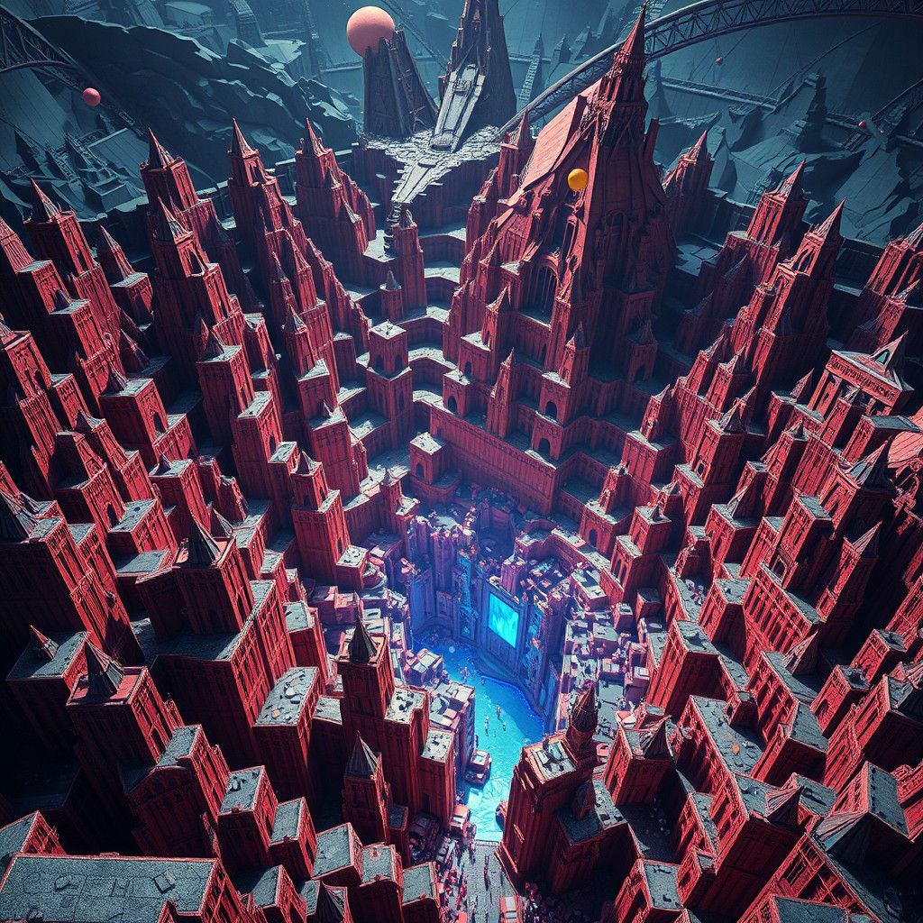 Surreal Fantasy Architecture Unfolds in Intricate Tessellati...
