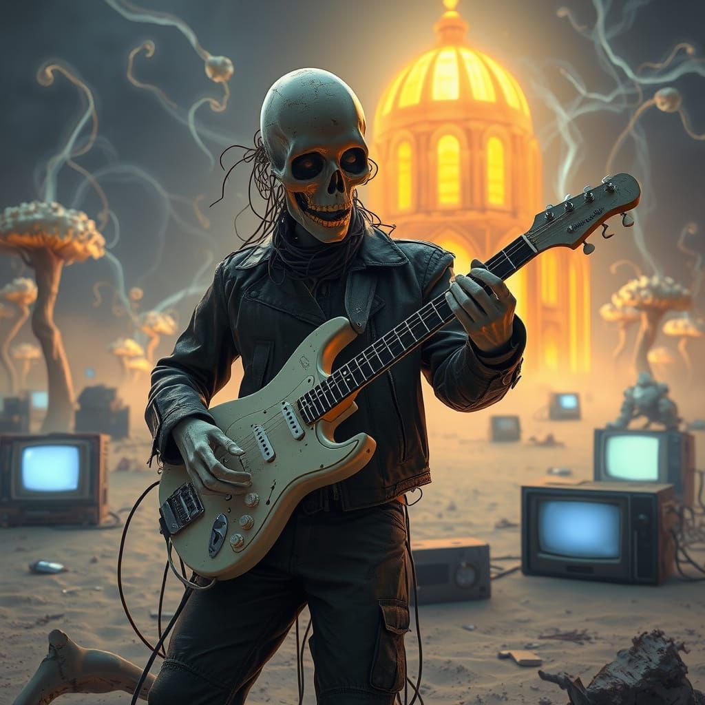 Surreal Desert Cathedral with Vinyl Figure