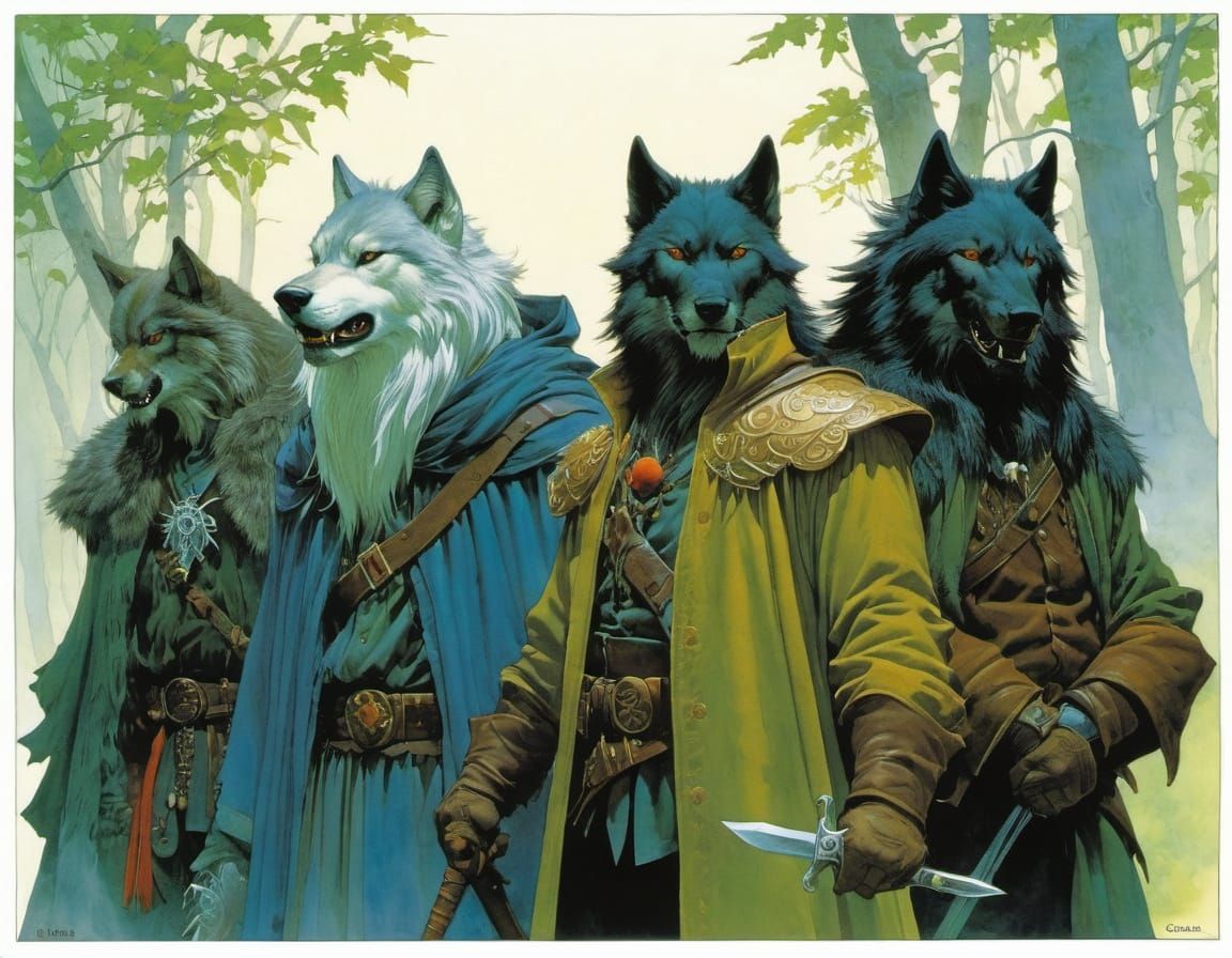 Wolf Guardians of the Fae, Illustrated Fantasy Art