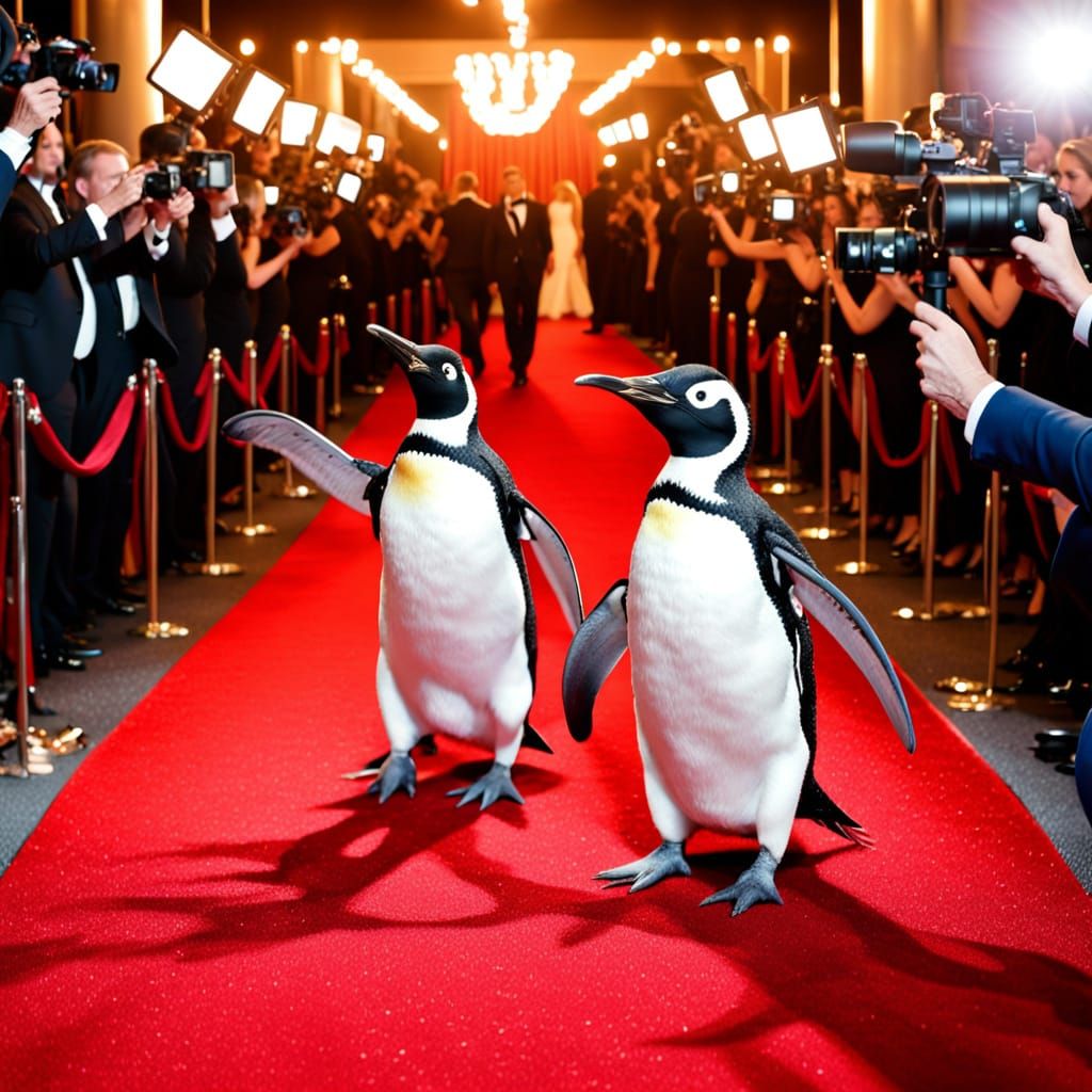 Penguins Strut Red Carpet Glamour