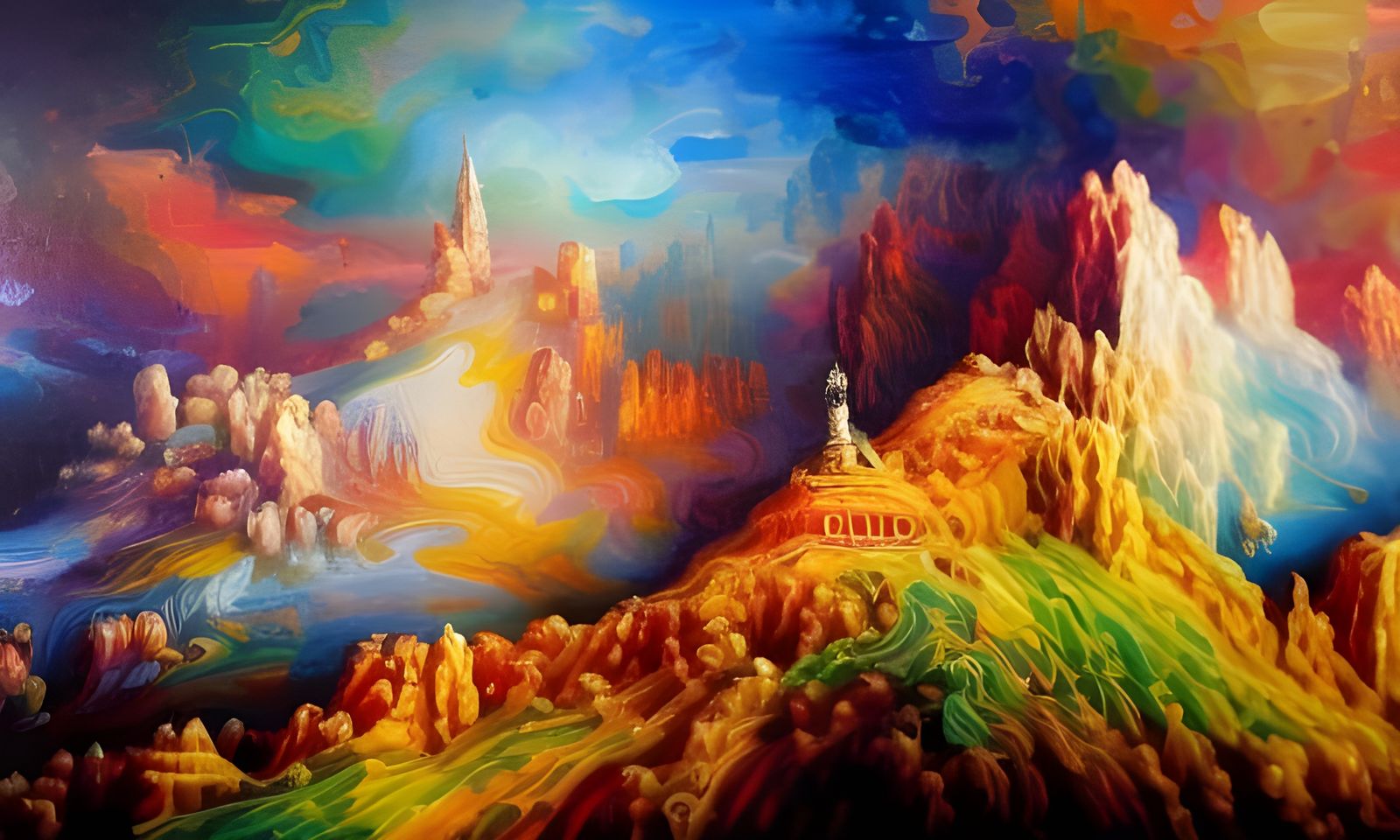 Surreal Crystal Landscape in Expressionist Style