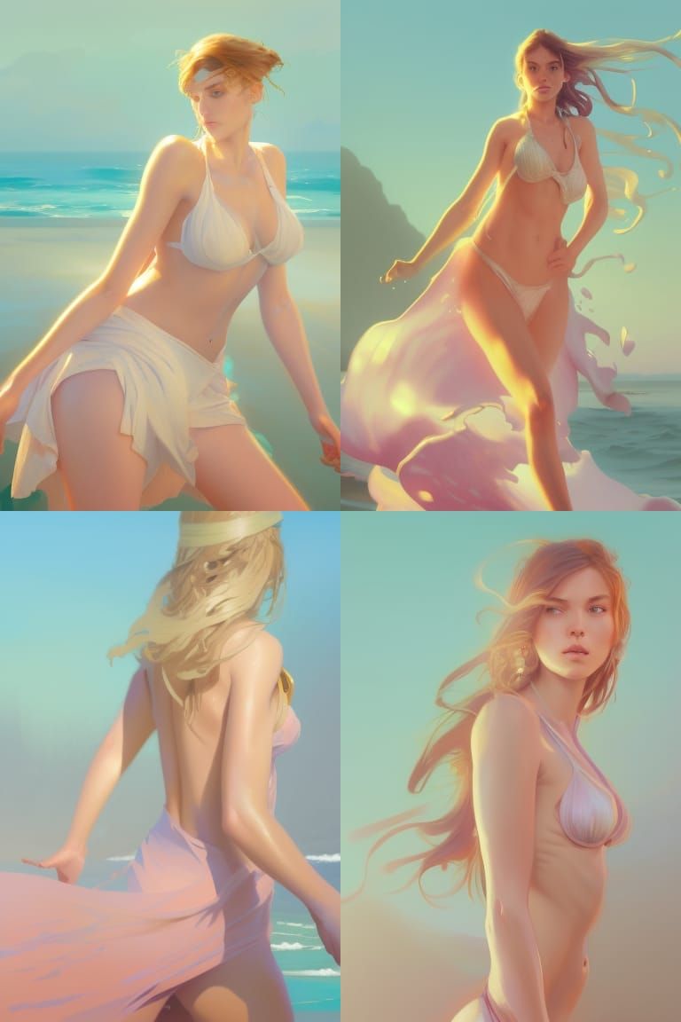 Beach Portrait in Digital Art Style