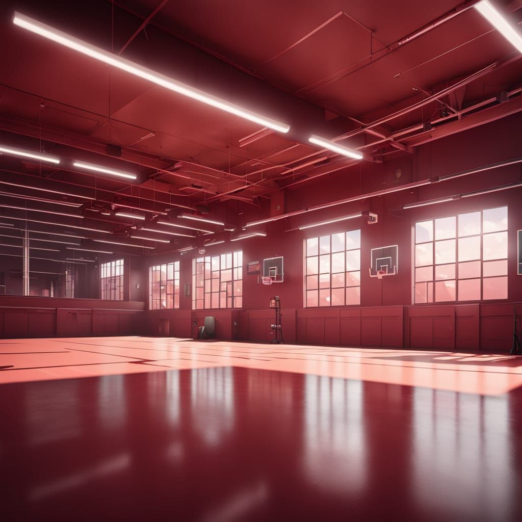 Spacious Empty Indoor Gym in Hyper-Realistic Digital Art