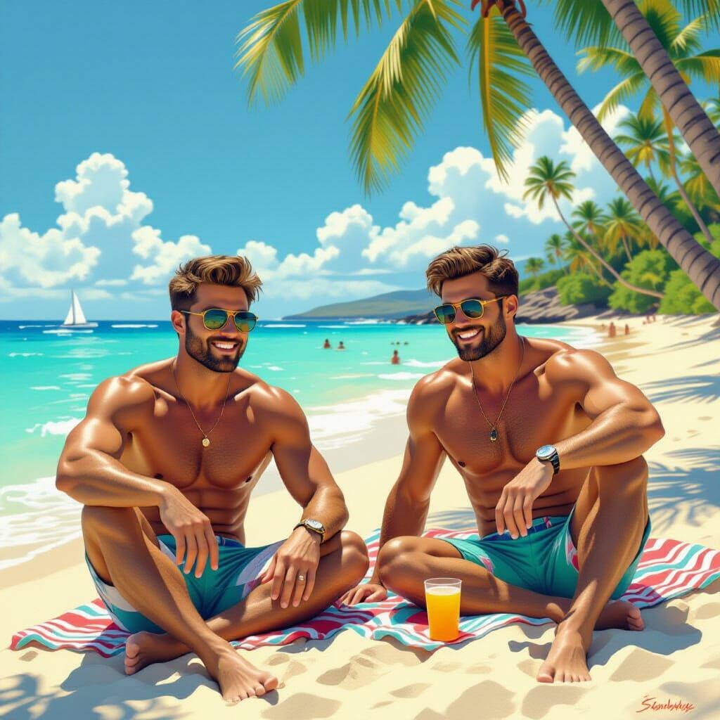 Beach Getaway with Palm Trees and Turquoise Water