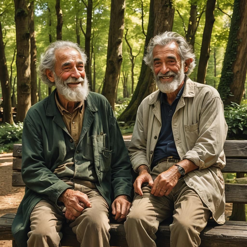 Harmonious Portrait of Old Man and Young Boy
