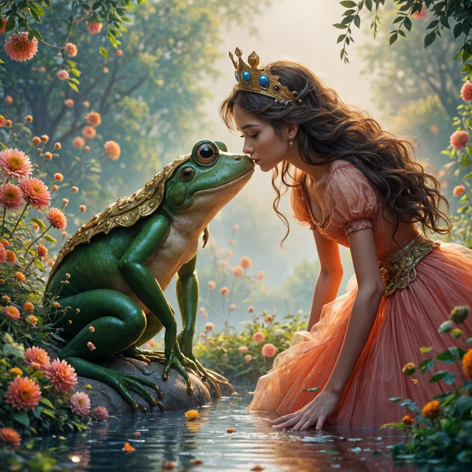 Princess Kisses Frog, Prince Transformation Unfolds