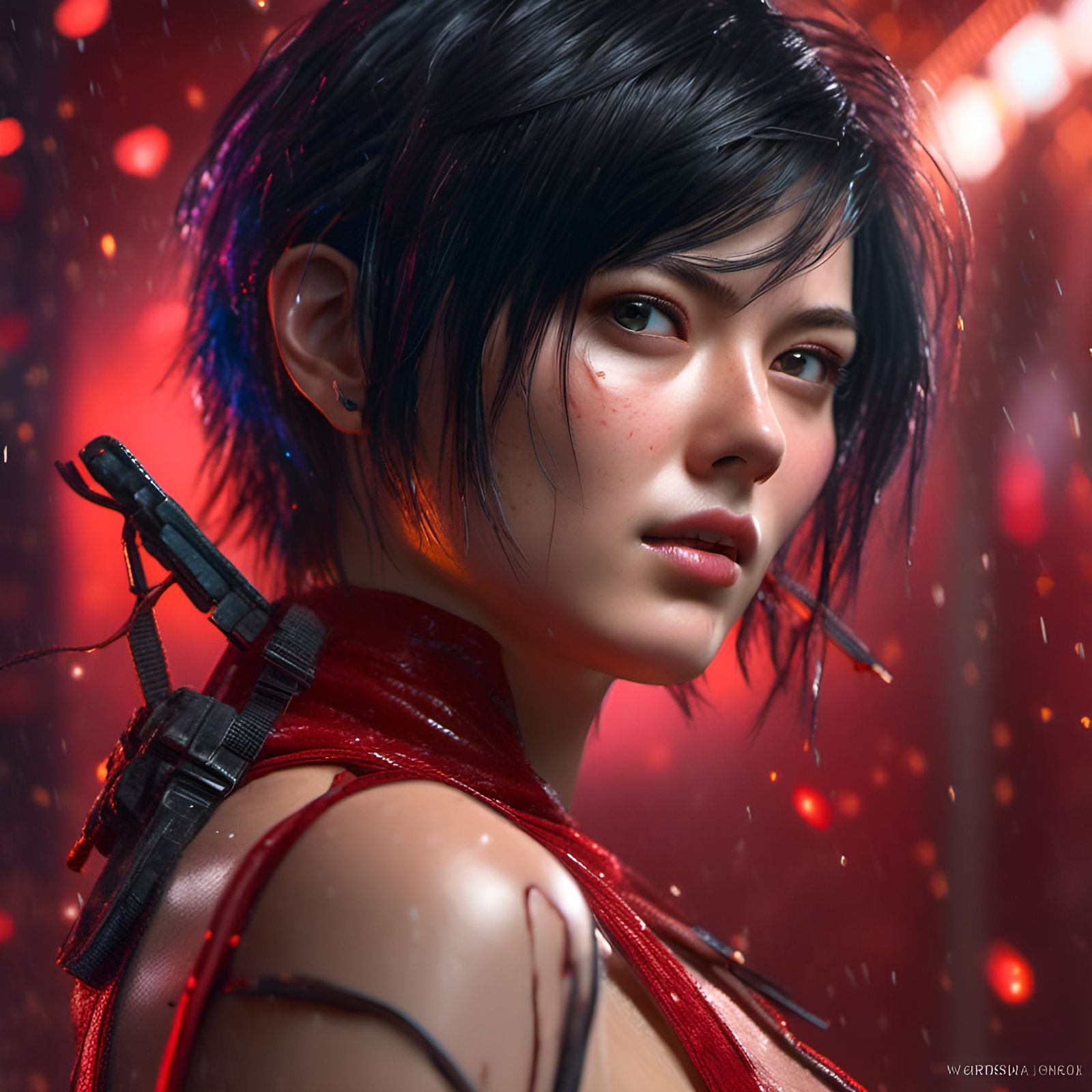 Hyperrealistic Ada Wong in Splash Art Style