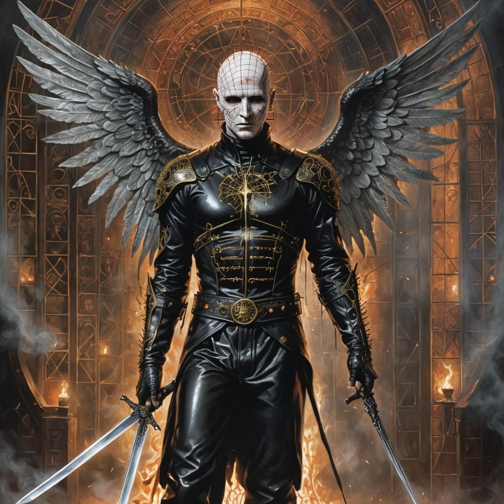 A hyperrealistic Pinhead from the Hellraiser Movie as the Ar...