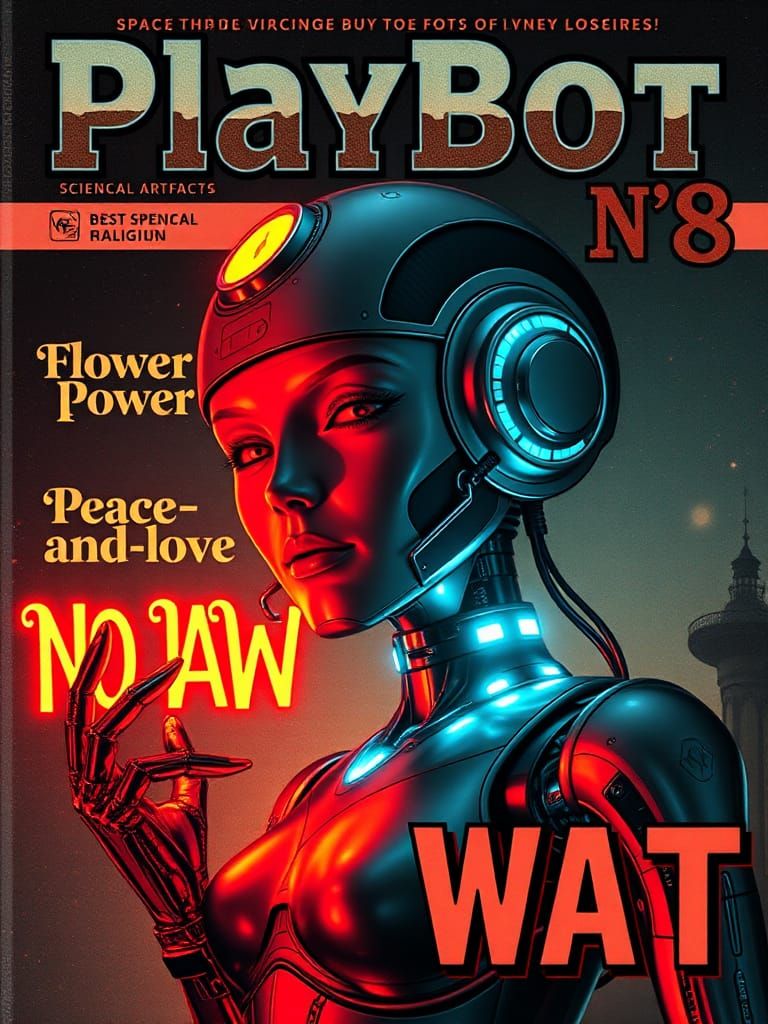 Retro-Futuristic Robot Pin-Up Magazine Cover Art