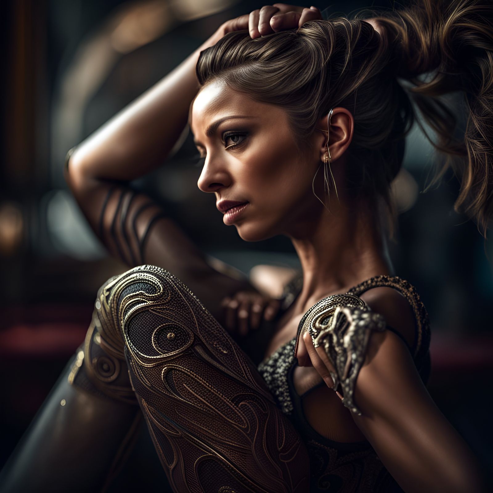 Hyperrealistic Photo of a Feminine Contortionist