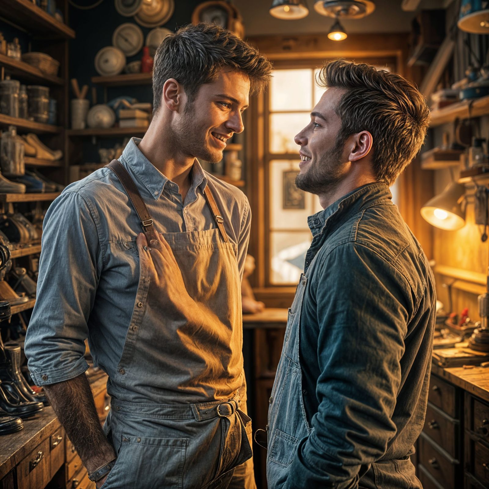 Blue Eyed Lover in a Shoe Repair Shop