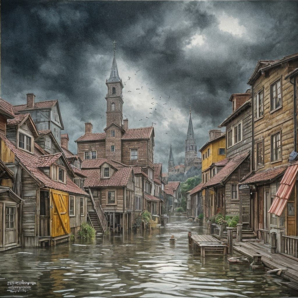 Grotesque Fantasy Structure in Oil Painting Style