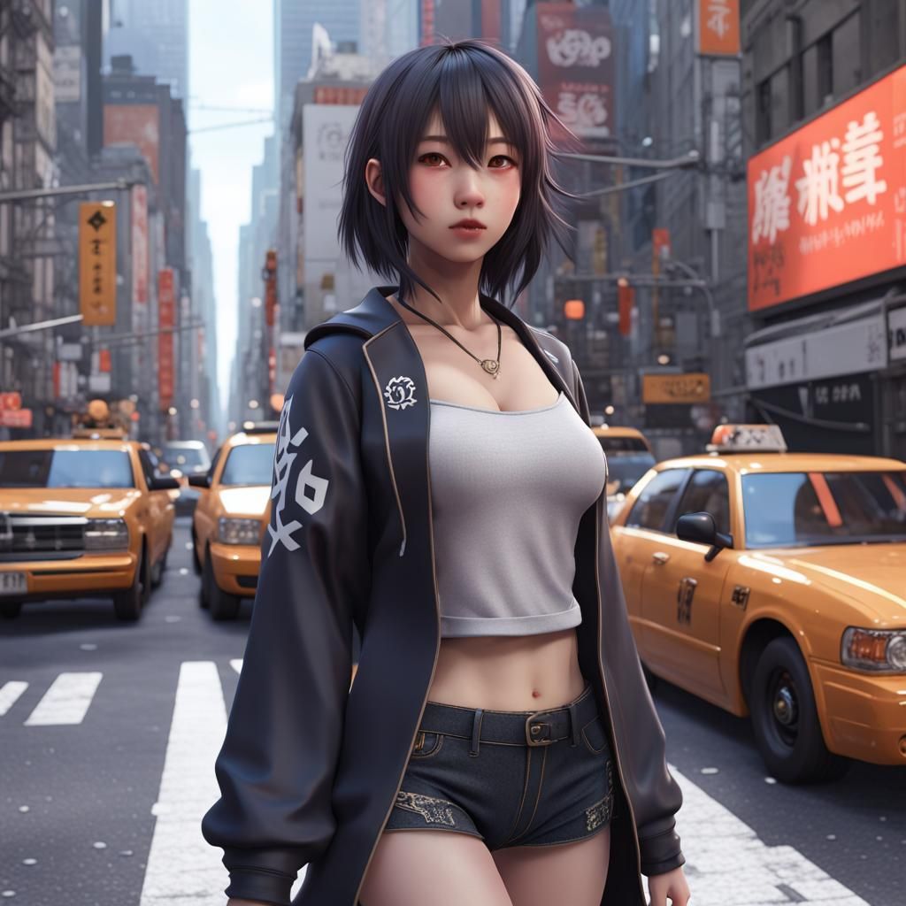 Anime Style Japanese Woman in New York City