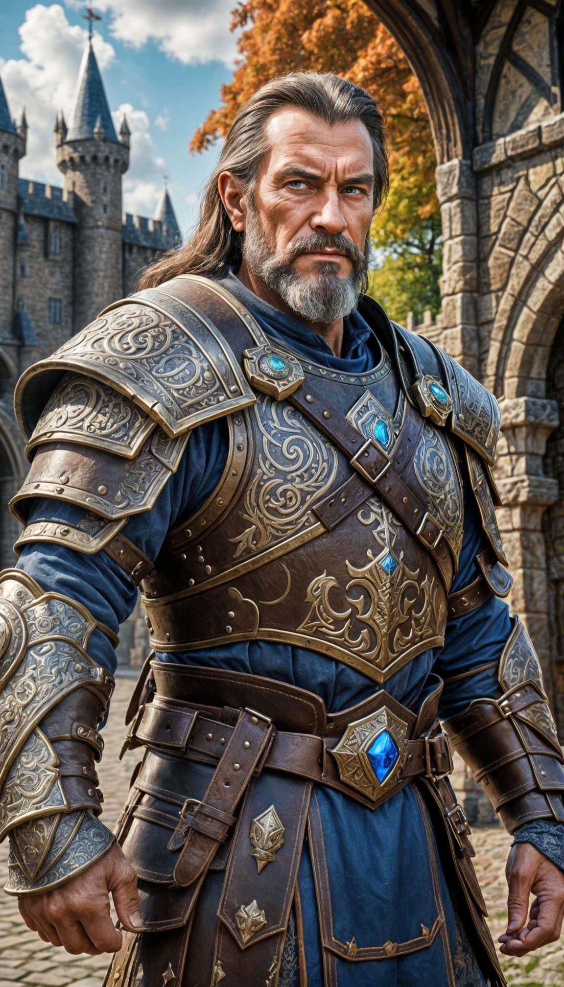 Charismatic Old Warrior in Warcraft Style