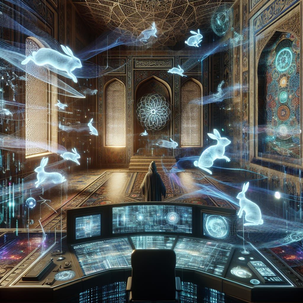 Futuristic Architect in a Cyberpunk Control Room