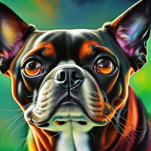 Boston Terrier Portrait with Oil Splash Effect