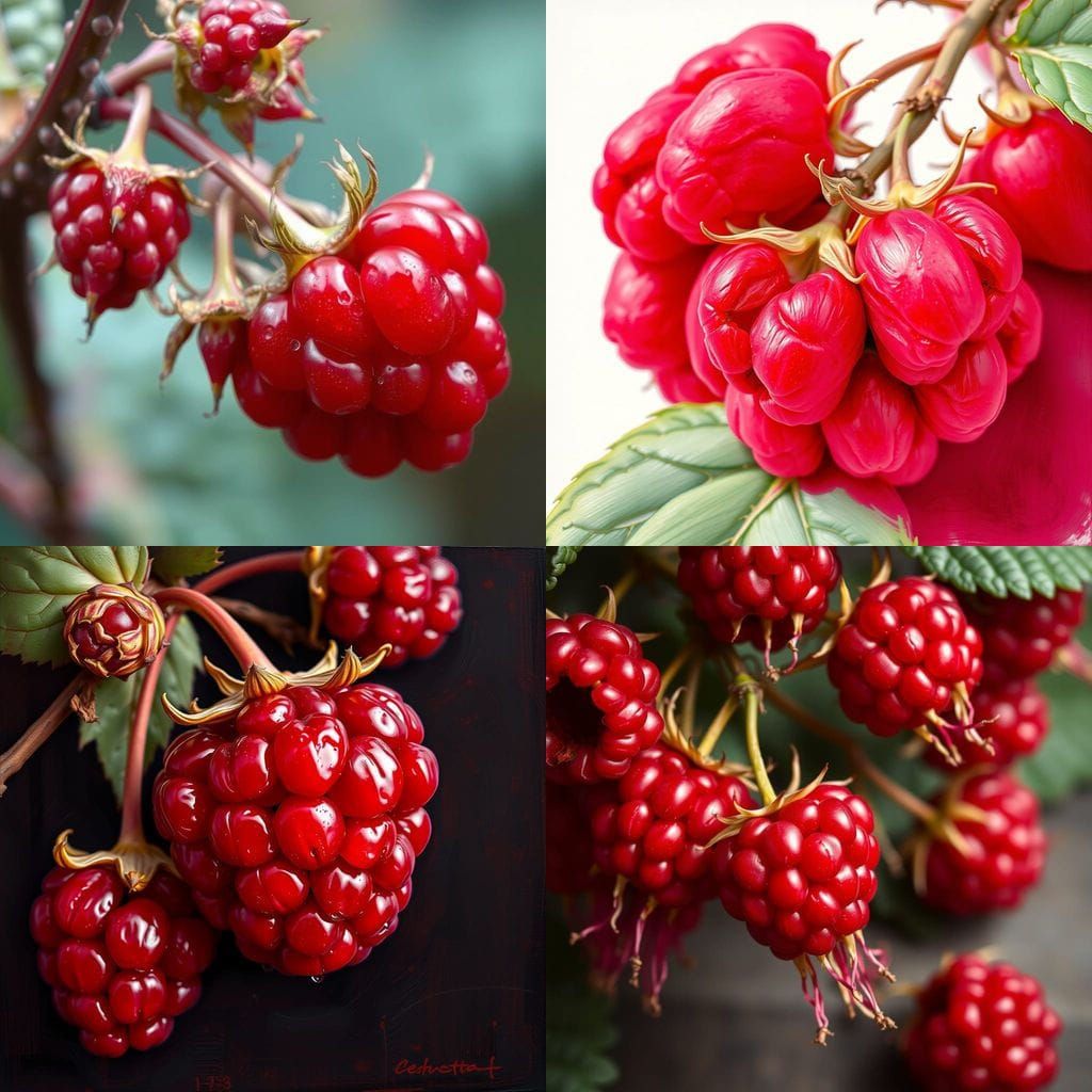 Bright Red Berry with Long Drupelets
