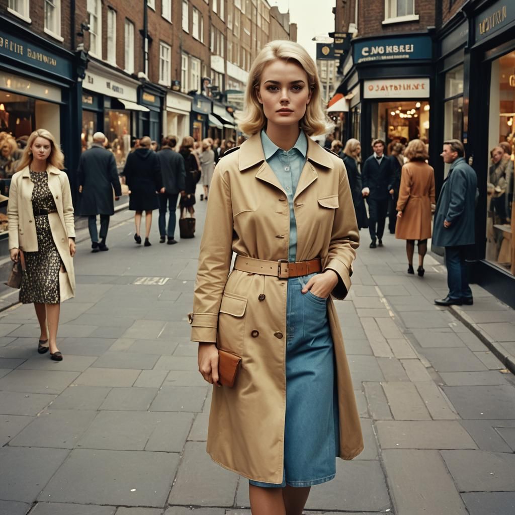 1960s Blond Woman on Carnaby Street, Fashion Photography