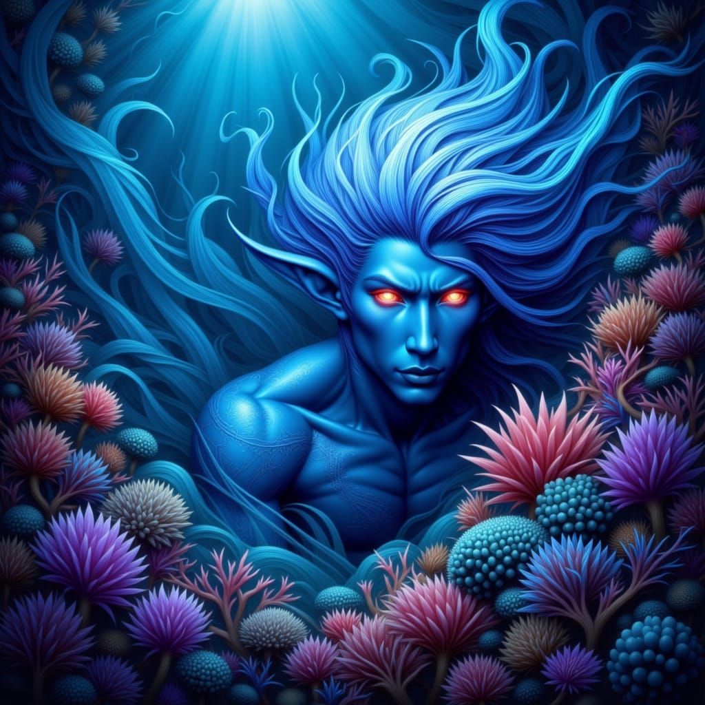 Deep Sea Fae in Vibrant Coral Reef: Fantasy Concept Art