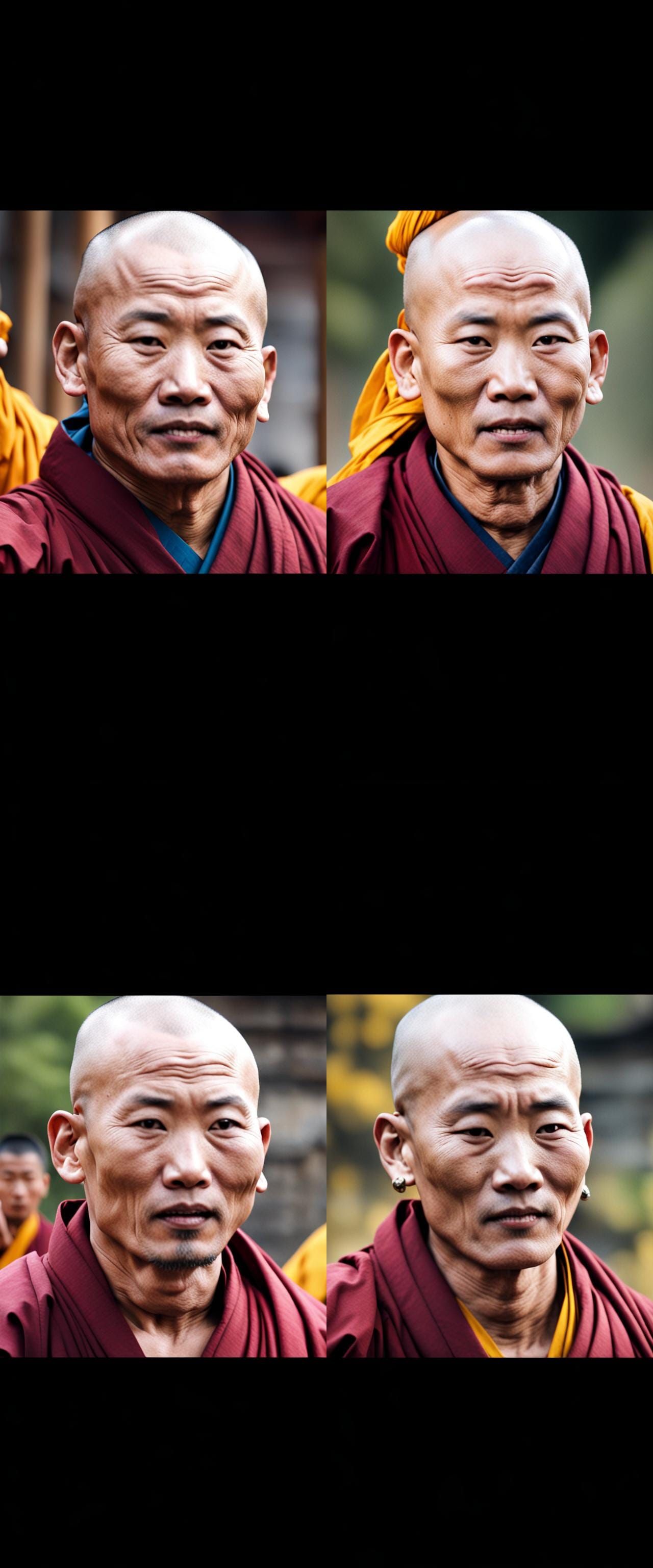 Bald Tibetan Monk in Unarmed Combat
