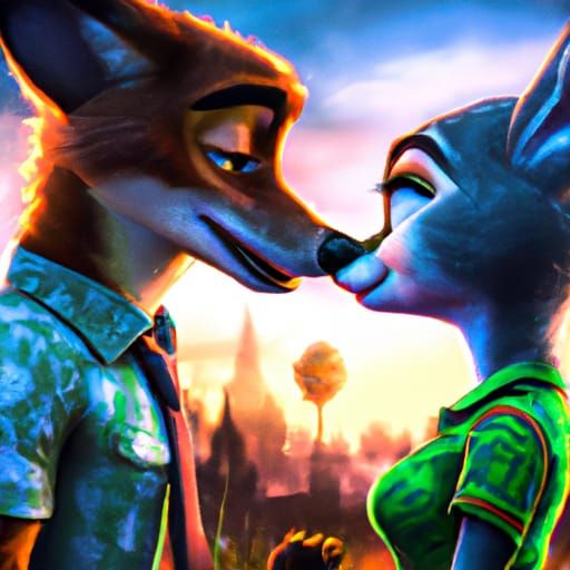 Romantic Kiss: Zootopia's Nick and Judy