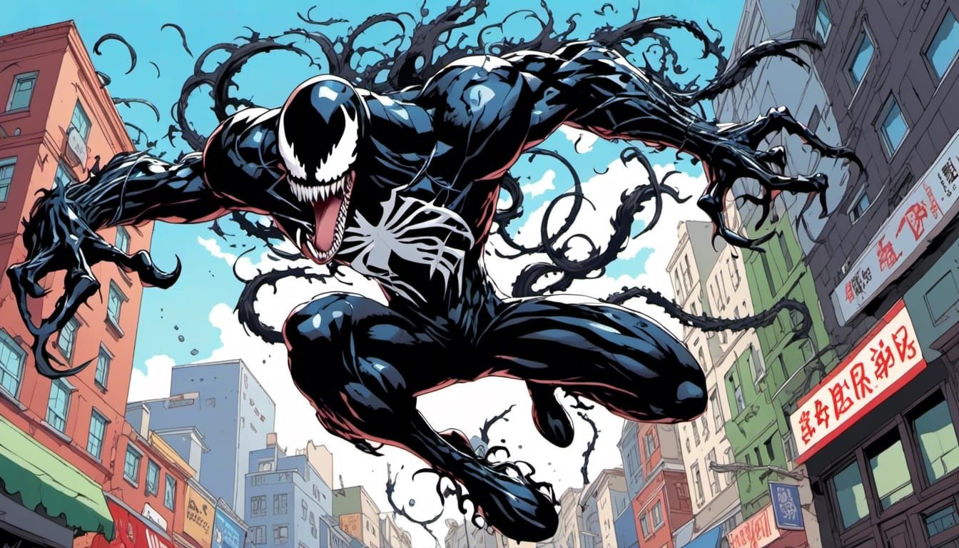 Venom Leaping Out in Paper Kirigami Style