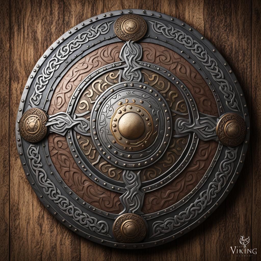 Ornate Viking Shield with Intricate Details