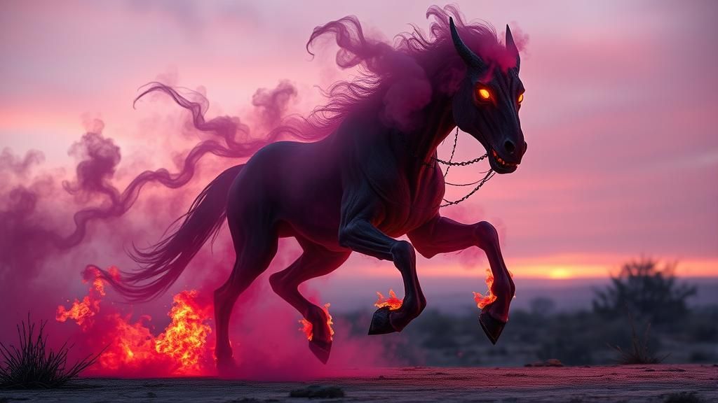 Decaying Zombie Warrior Made of Swirling Colored Smoke