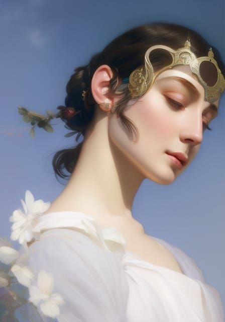 Gallo-Roman Goddess Ancamna Portrait in Art Nouveau Style