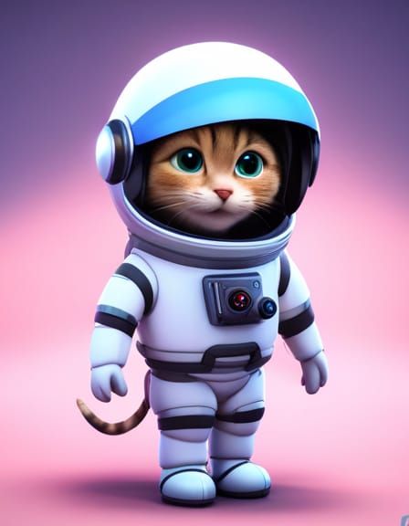 Cute Cartoon Cat Astronaut in Pixar Style