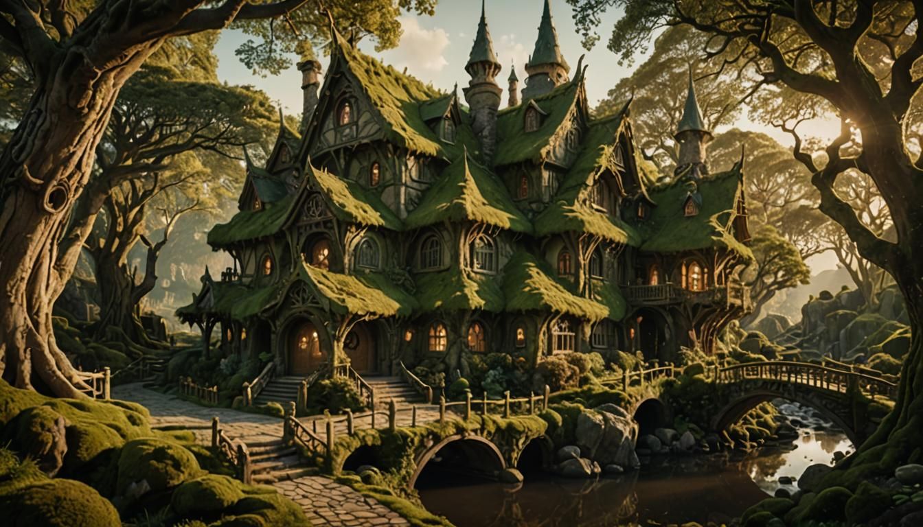 Enchanting Elven Cottage in Golden Hour Light