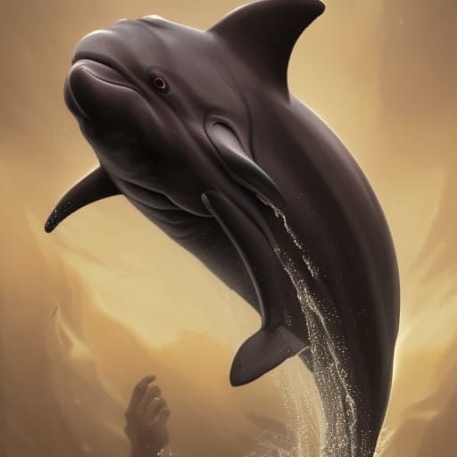 Hyperdetailed Demon Dolphin Portrait in Splash Art Style