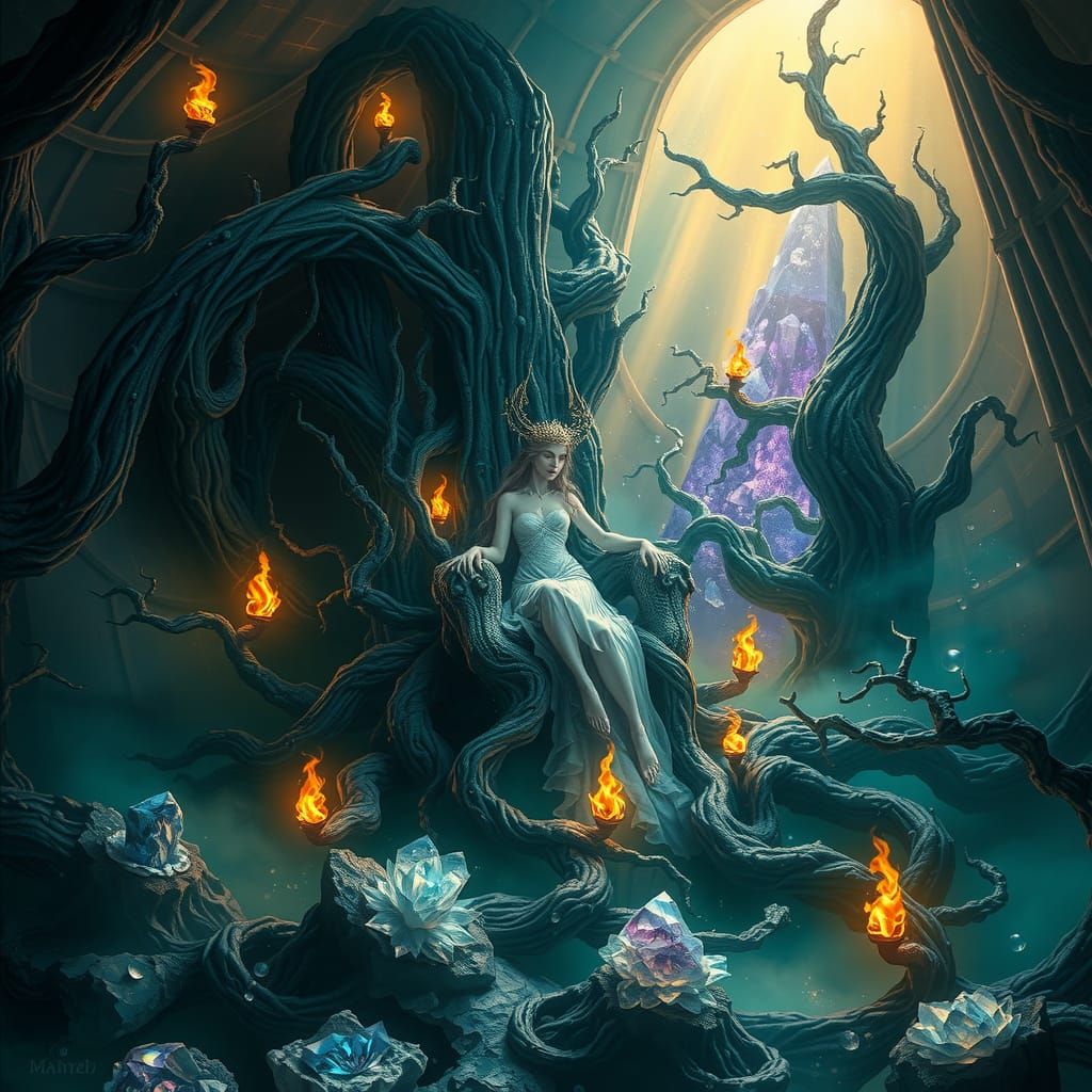 Ethereal Goddess Hel in Dark Niflheim Dreamscape