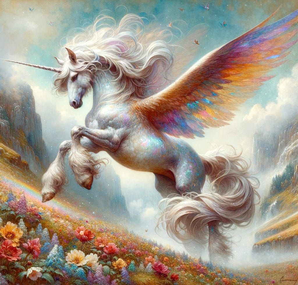 Ethereal Unicorn Lands Amongst Spring Blooms