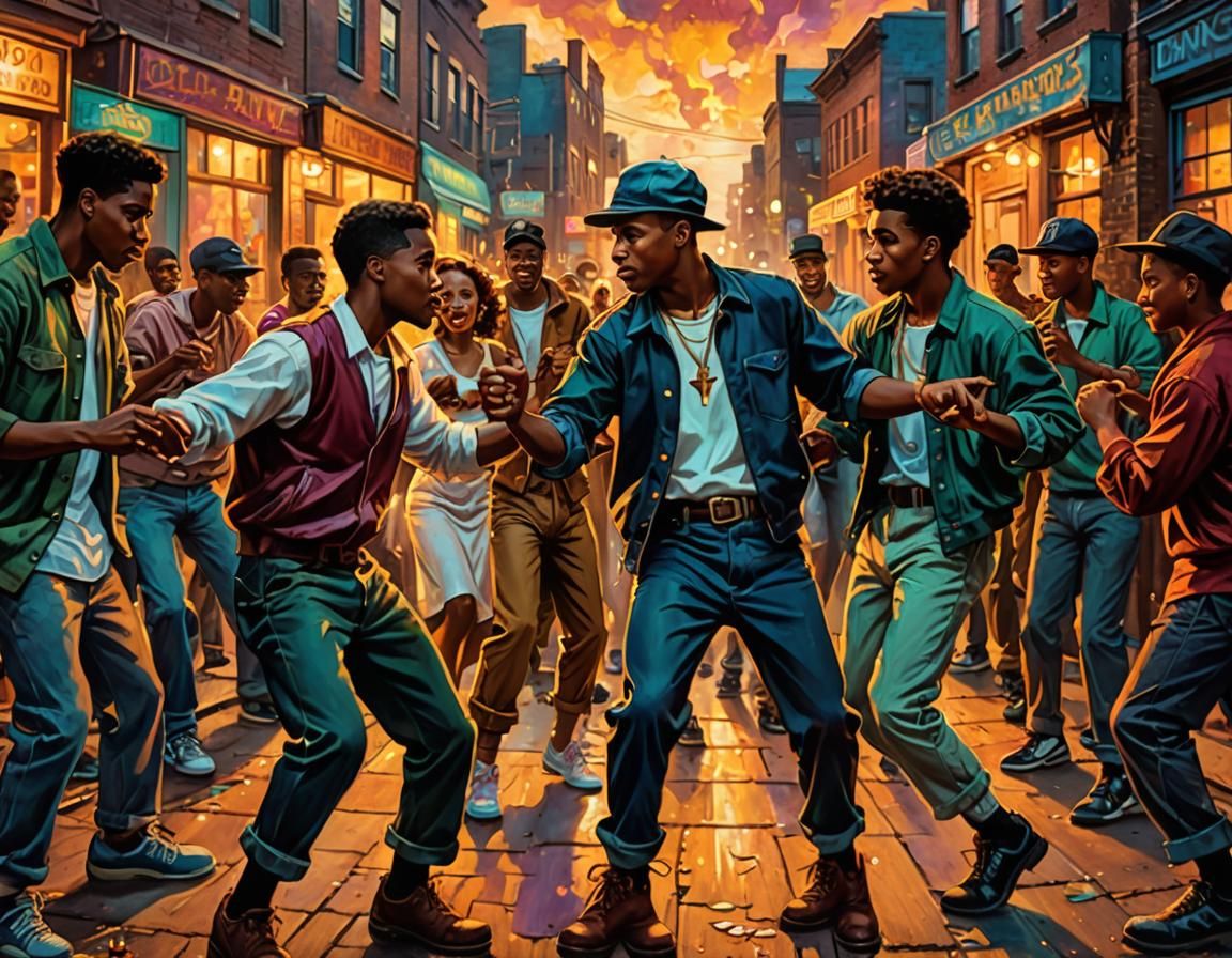 Dance Battle in Brooklyn, Kinkade-Inspired Fantasy Art