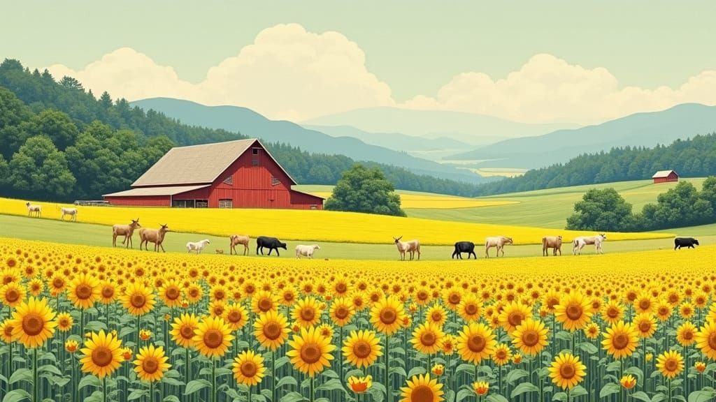 art by Hasui Kawase, Claude Monet, Syd Mead, serene countrys...