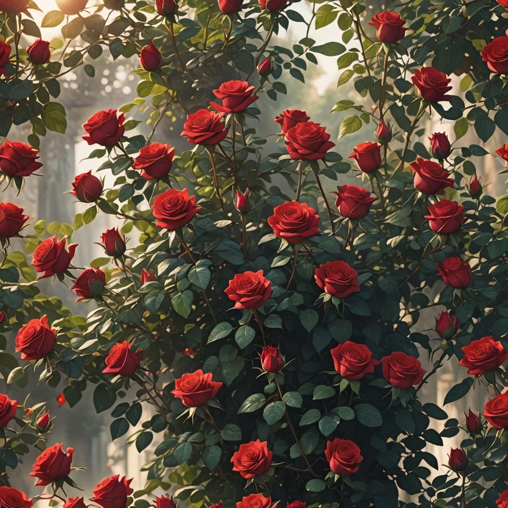 Red Rose in Sunlight: Digital Matte Painting