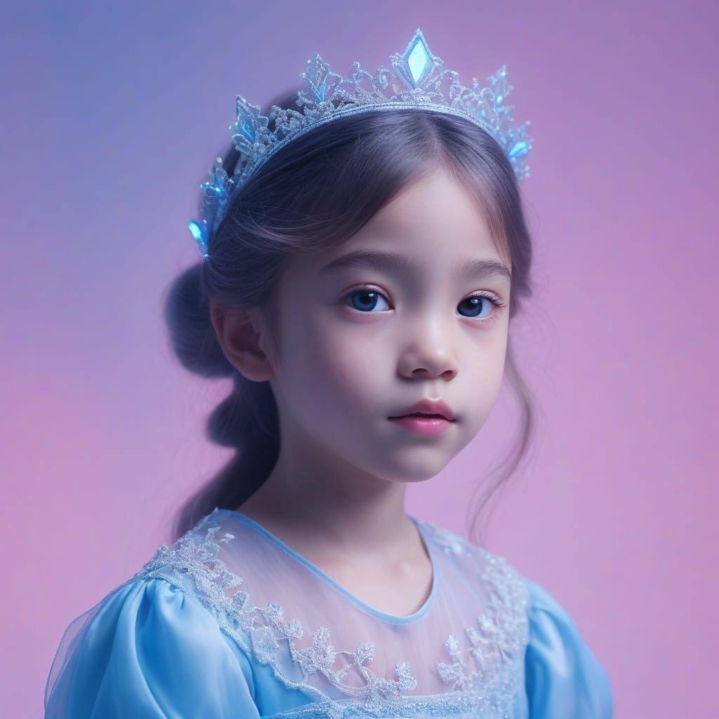 Ethereal Portrait of a Young Princess in Pink and Blue