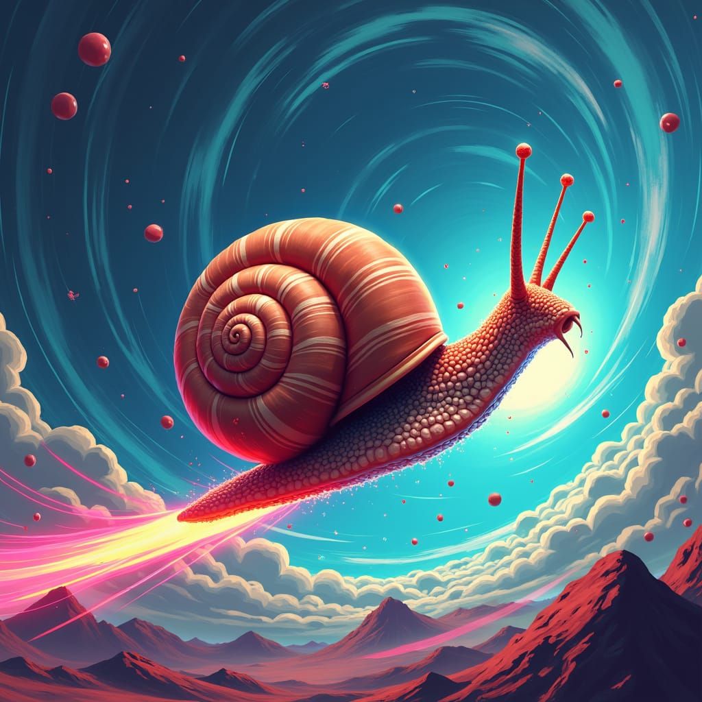 Snail Shattering Sound Barrier in Vector Art Style
