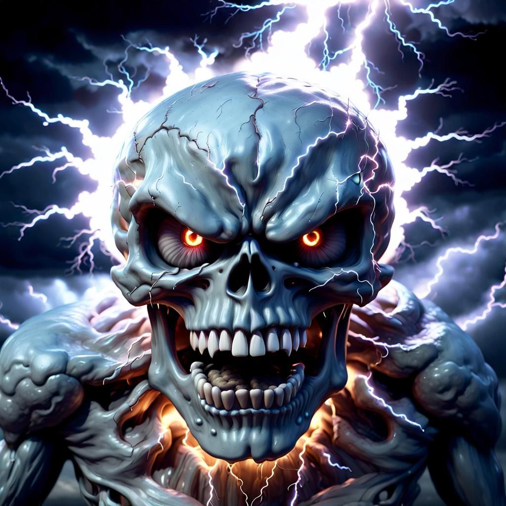 Menacing Storm Cloud Monster Skull in 3D