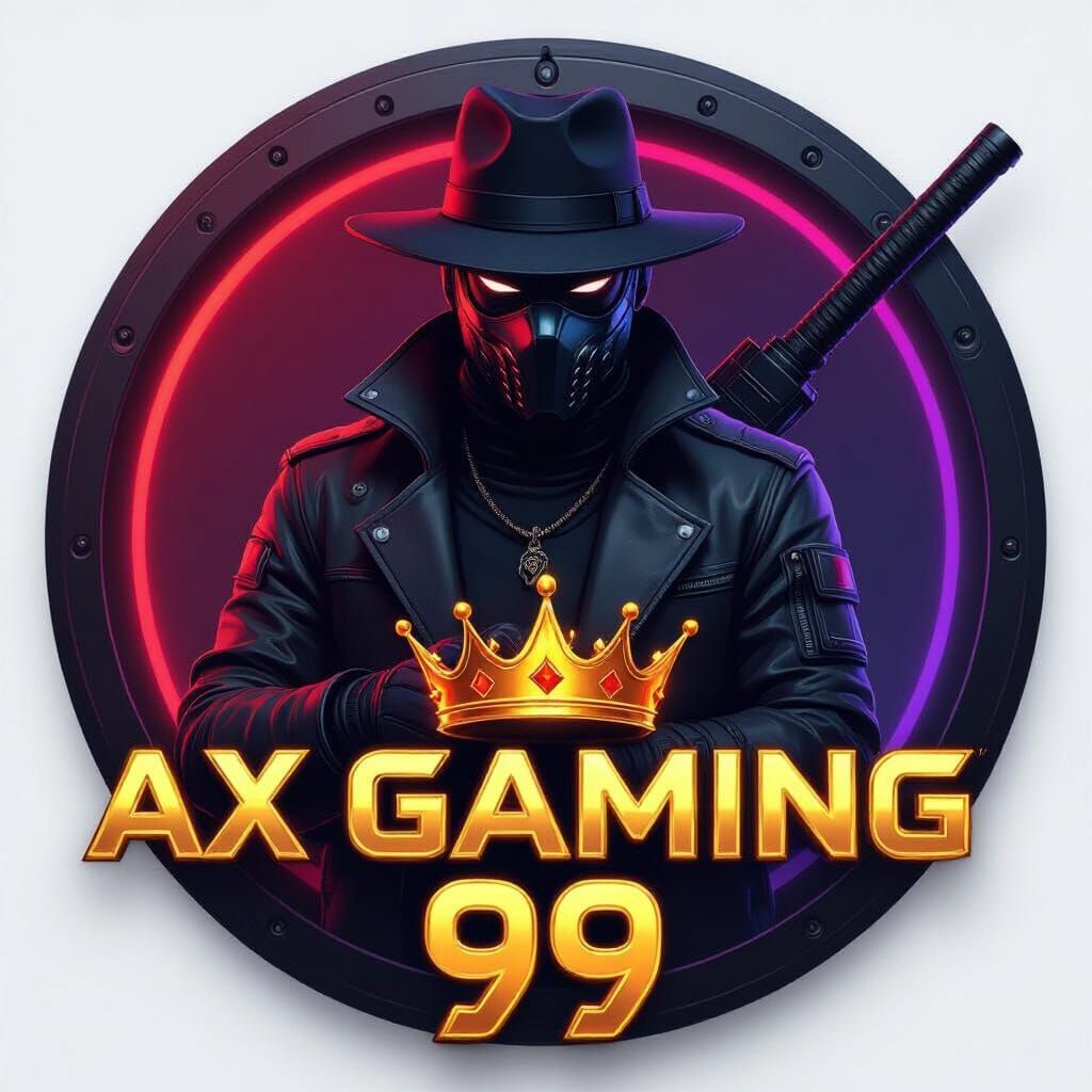 Futuristic Gaming Logo with Masked Character in Matte Style