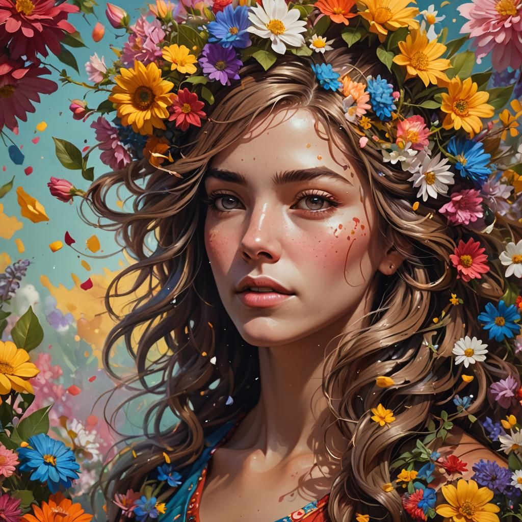 Blooming Beauty in Hyperrealistic Splash Art