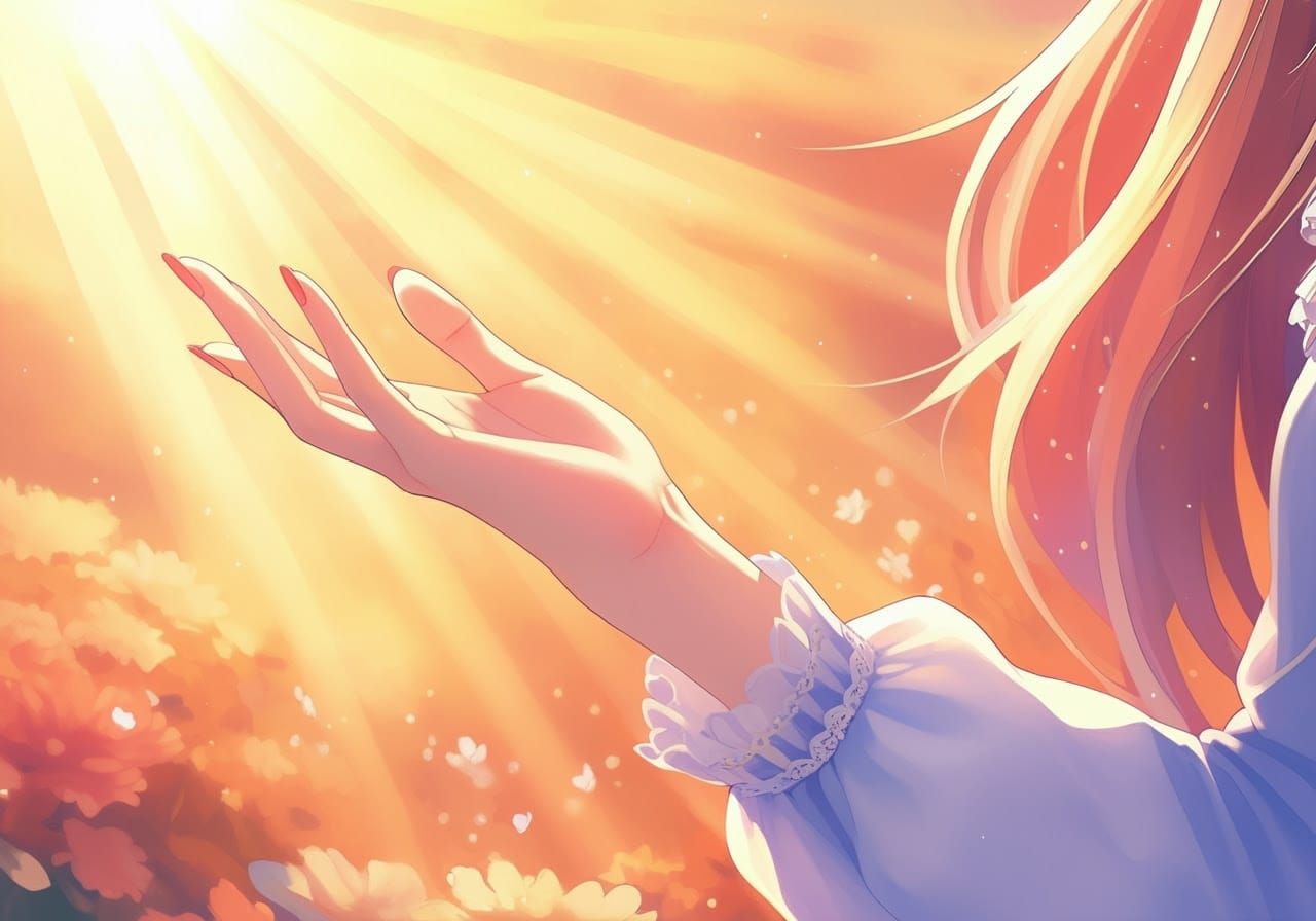 Impressionist Lady's Palm Hand in Warm Sunlight