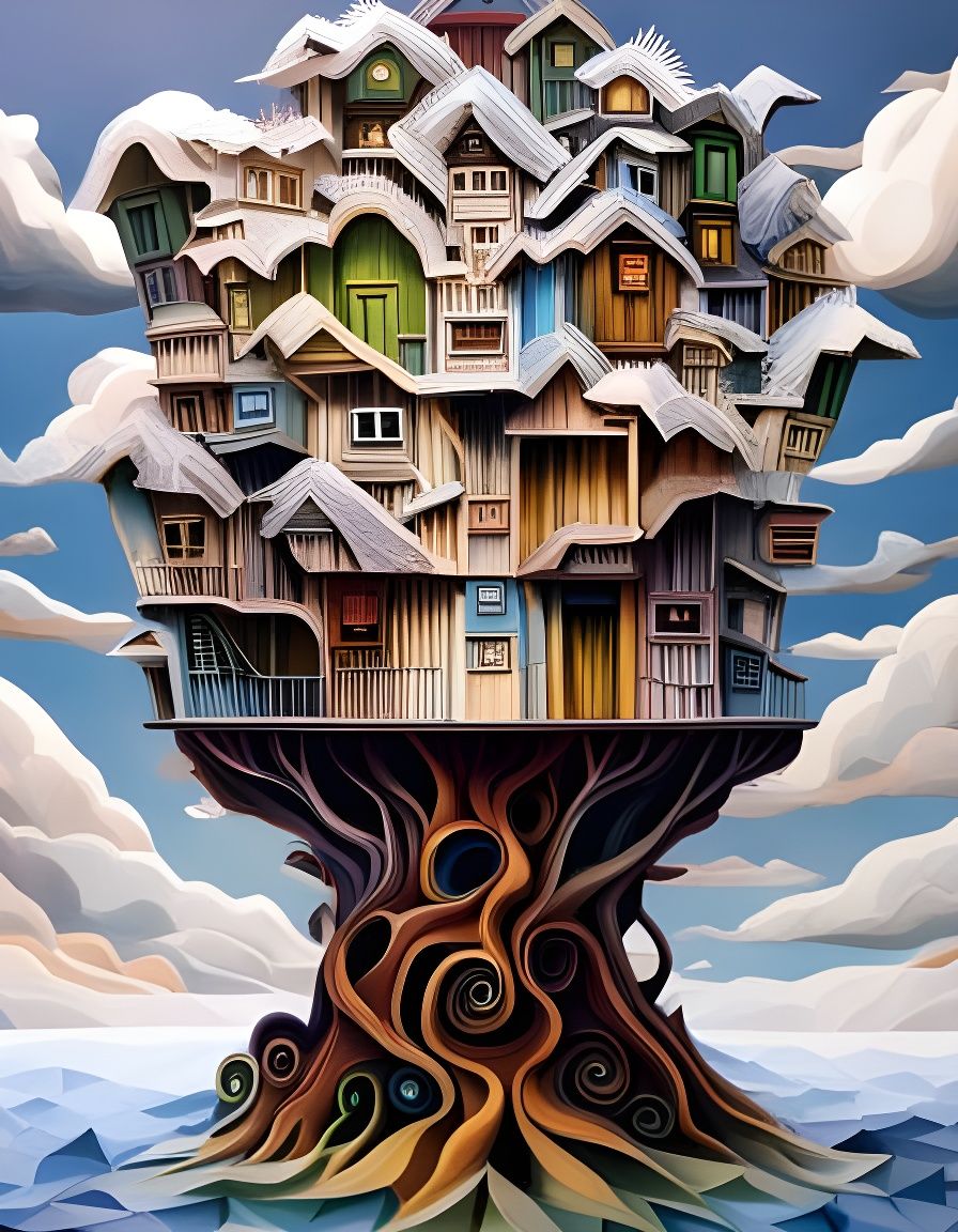 Magical Treehouse: Multidimensional Paper Sculpture in Cubis...
